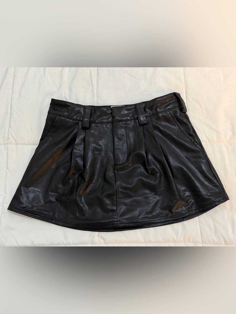 NWOT Sky to Moon Black Faux Leather High Waist Mini Skirt Size S and Fits M